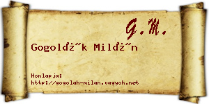 Gogolák Milán névjegykártya